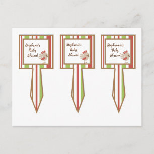 3 Cup Cake Picks Red Barn Farm Rooster Invitation Postcard