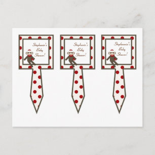 3 Cup Cake Picks Red Sock Monkey Invitation Postcard
