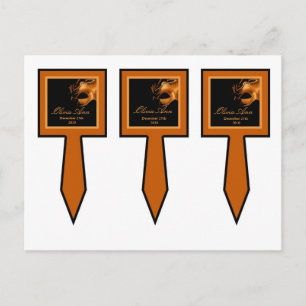 3 Cup Cake Picks Sweet 16 Orange Black Party Invitation Postcard