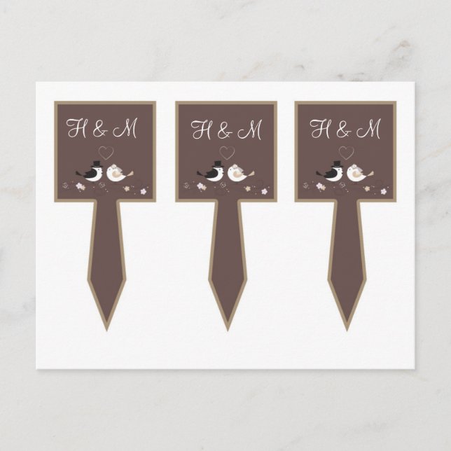 3 Cup Cake Picks Wedding Birds Bride Groom Love Postcard (Front)
