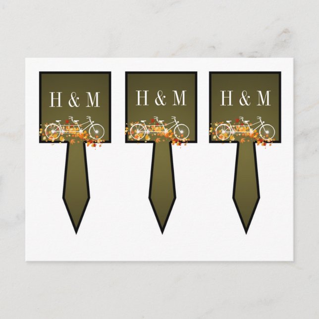 3 Cup Cake Picks Whimsical Brown Fall Double Bike Postcard (Front)