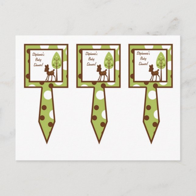 3 Cup Cake Picks Woodland Friends Deer Invitation Postcard (Front)