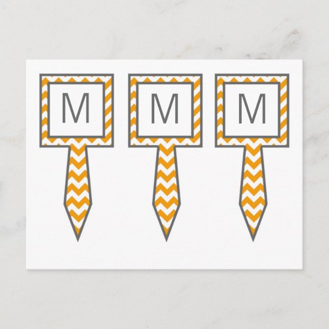 3 Cup Cake Picks Yellow Grey Grey Chevron Name Postcard (Front)