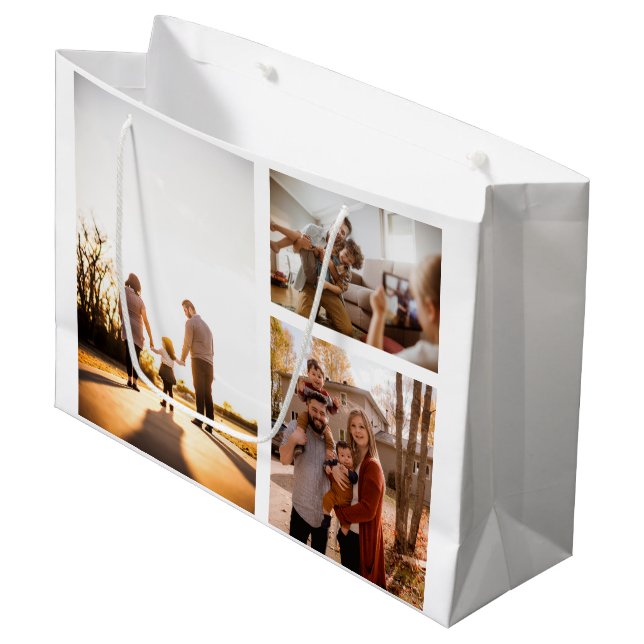 3 Custom Photo Collage Personalised Large Gift Bag (Front Angled)