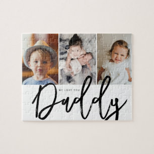 3 custom photos we love you daddy puzzle gift