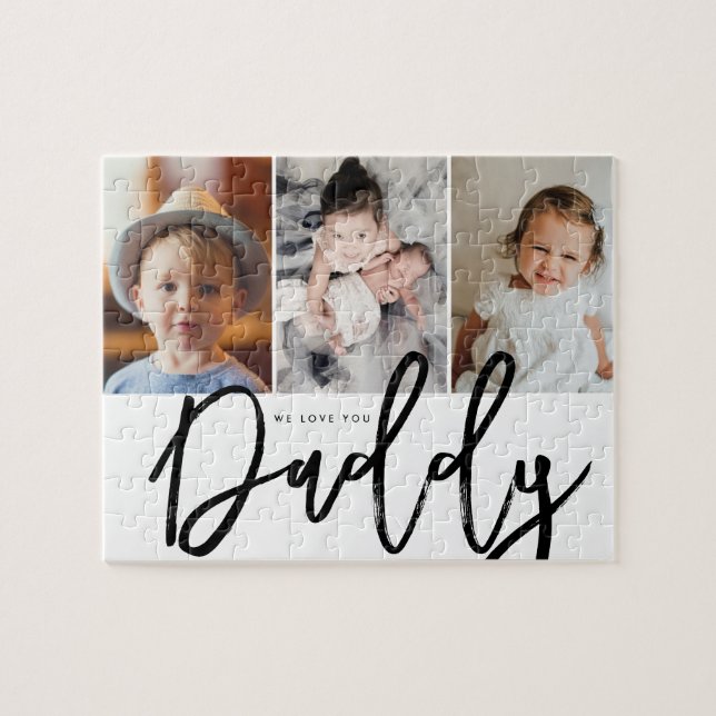 3 custom photos we love you daddy puzzle gift (Horizontal)