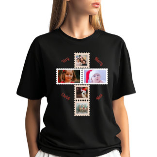 3 Custom Phots Christmas Cross Matching T-Shirt
