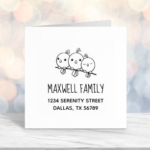 3 Cute Cartoon Birds Family Address Self-inking Stamp