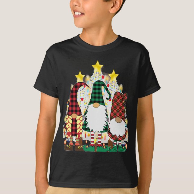 3 Cute Christmas Gnomes Swedish God Jul Nordic Xma T-Shirt (Front)
