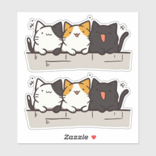 3 Cute Happy Kawaii Chibi Cats