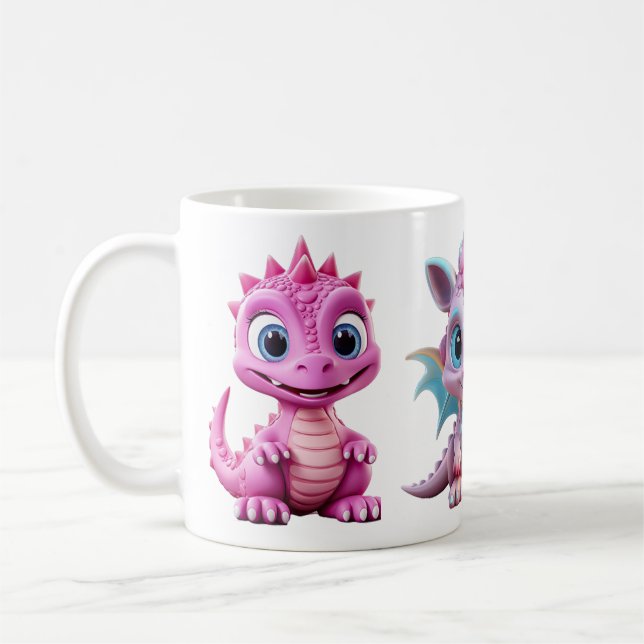 3 Cute Pink Dragon Mug for Kids (Left)