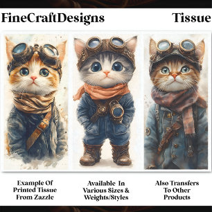 3 Cute Steampunk Cats Kittens Set DE4 Decoupage Tissue Paper
