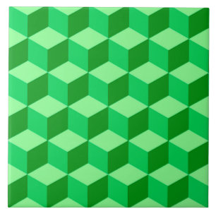 3-D Boxes, Emerald and Light Green  Tile