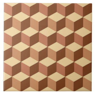 3-D Boxes,  Tan, Brown and Beige  Tile