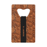 3-D brown tooled floral leather pattern