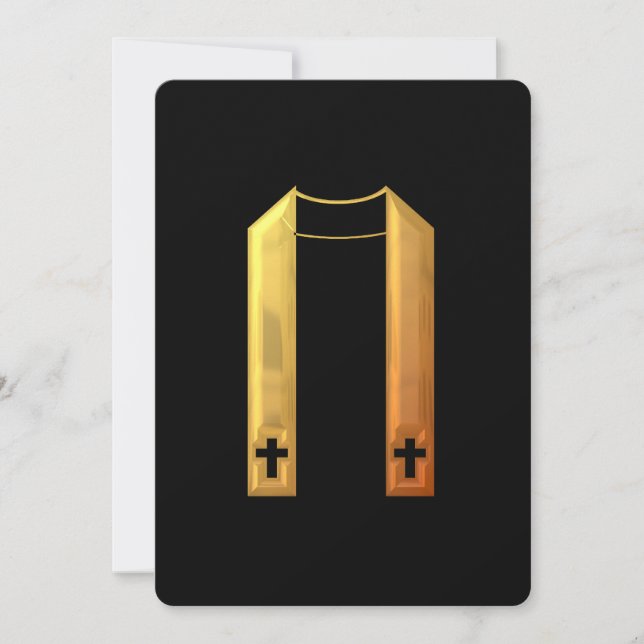 "3-D" Golden Liturgical Stole Invitation (Front)