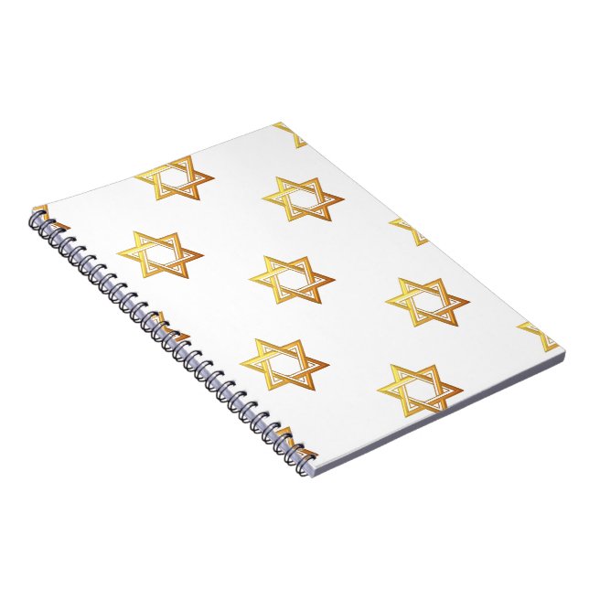 "3-D" Golden Star of David Spiral Notebook (Right Side)