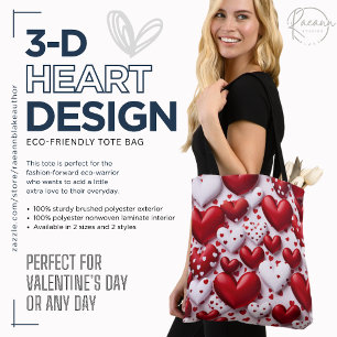 3-D Heart Design Tote Bag