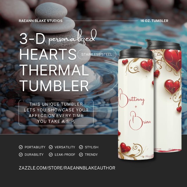 3-D Hearts Personalised Thermal Tumbler (Creator Uploaded)
