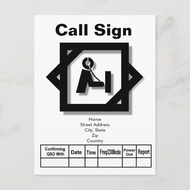 3-D Look Ham Icon QSL Card   Customise It! (Front)