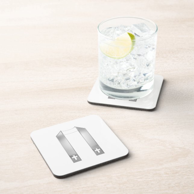 3-D Look Silver Priest's Stole Coaster (Right Side)