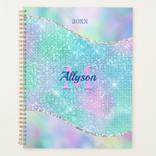 3-D Monogram, Name & Year, Iridescent Sparkle Planner
