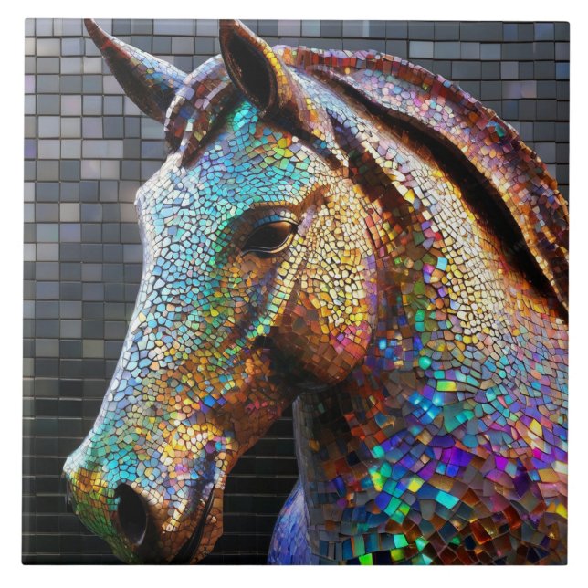 3-d Mosaic Horse Head Statue Tile (Front)
