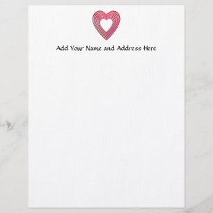"3-D" Red and Pink Hearts Personalized Letterhead