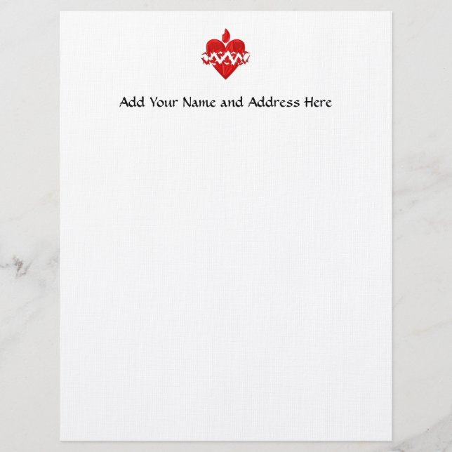 "3-D" Sacred Heart of Jesus Custom Letterhead (Front)