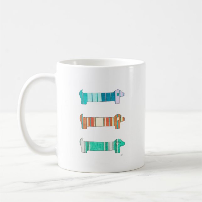 3 Dachshund Colour Study #1 Coffee Mug (Left)