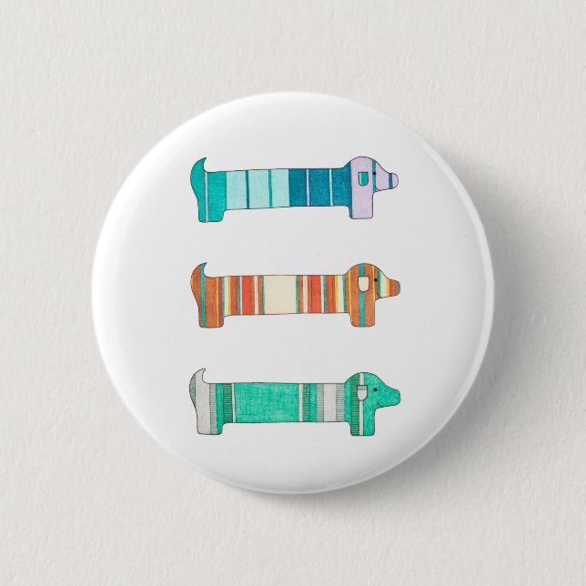 3 Dachshund Colour Study #1 Pinback Button (Front)