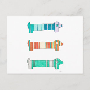 3 Dachshund Colour Study #1 Postcard