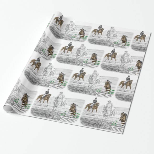 3-Day Eventing Horses Combined Training Wrapping Paper (Unrolled)
