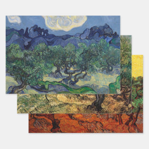 3 different Olive Trees Scenes by Vincent van Gogh Wrapping Paper Sheet