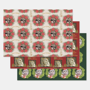 3 Different Personalised Christmas Photo Designs Wrapping Paper Sheet