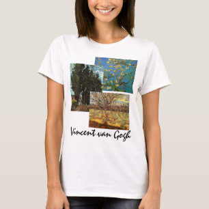 3 different van Gogh Trees with Flowers Fine Art T-Shirt