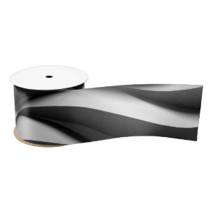 3 Dimensional Wavy Black and White Pattern Satin Ribbon