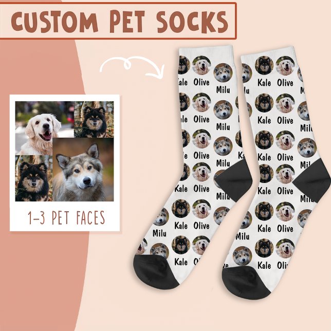 3 Dogs 3 Names Personalised Dog Photo on White Socks (Creator Uploaded)