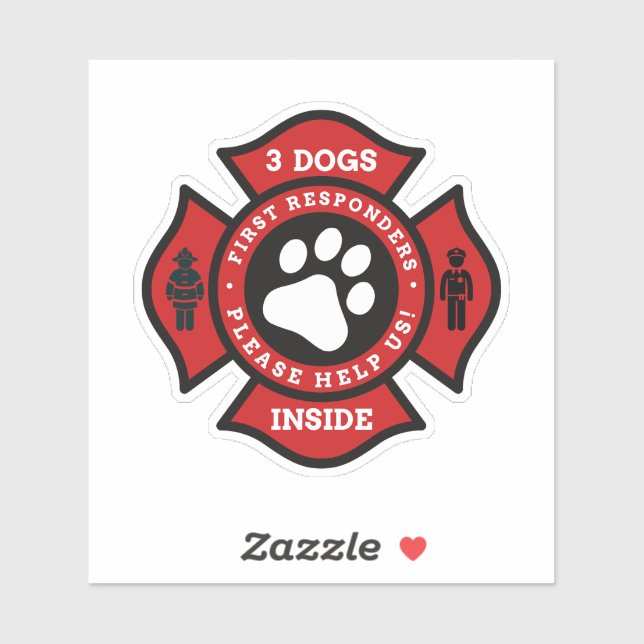 3 Dogs Inside Pet Alert For Fire Department (Sheet)