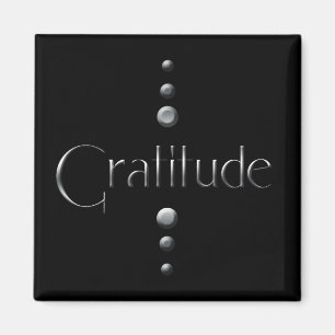 3 Dot Silver Block Gratitude & Black Background Magnet