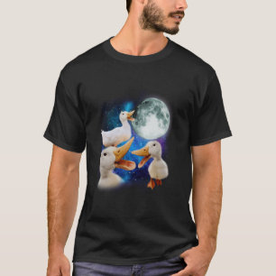 3 Ducks Howl At Moon Funny Weird Cursed Pekin Duck T-Shirt