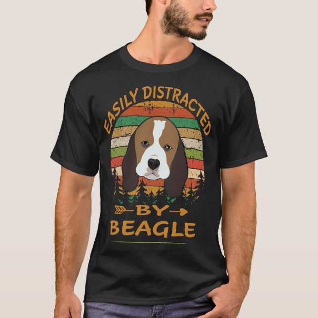 3 Easily Distracted By Beagle T-Shirt (Front)
