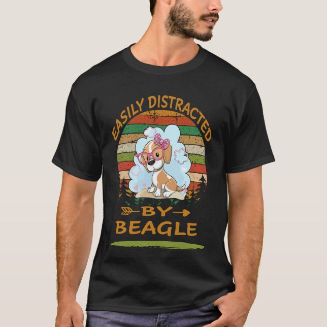 3 Easily Distracted By Beagle T-Shirt (Front)
