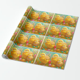 3 Easter Chicken And Eggs Collection Wrapping Paper