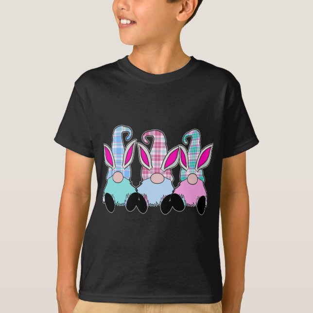 3 Easter Gnomes Pastel Beards Spring Bunny Ears Ra T-Shirt (Front)