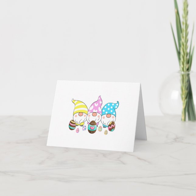 3 Easter Gnomes Pastel Spring Egg Hunt Hunting Can Card (Front)