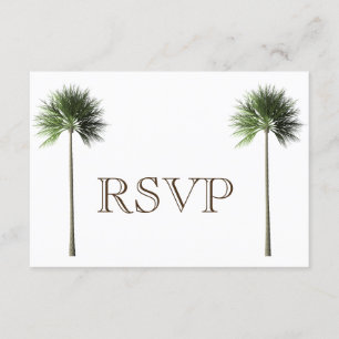3 Entree Tropical Palm Tree Menu RSVP Wedding Card