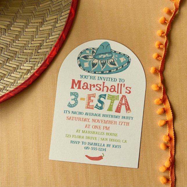 3-Esta Sombrero Boys 3rd Birthday Party Invitation (Creator Uploaded)