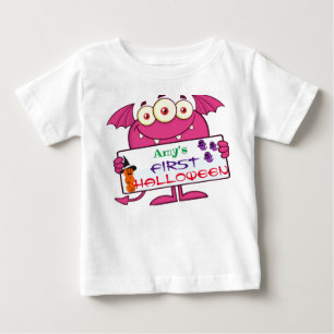 3 Eyed Monster Halloween pattern Baby T-Shirt