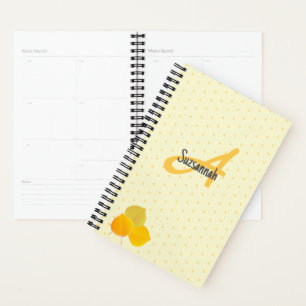 3 Fall Aspens Leaves on Yellow Polka Dot Pattern Planner